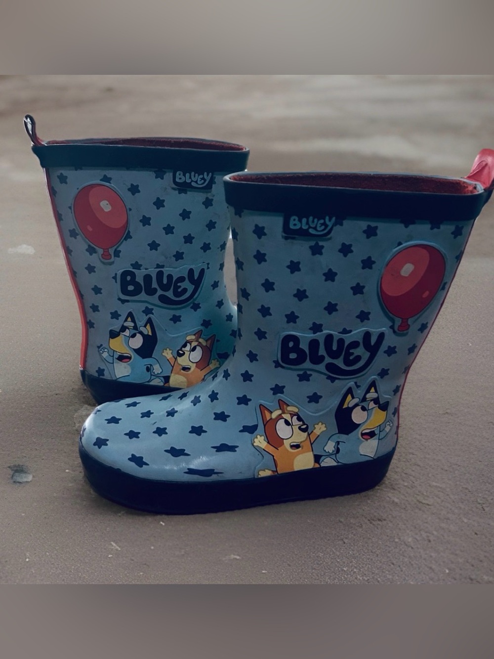 BLUEY KIDS RAIN SNOW BOOTS TODDLER SIZE 9/10 UNISEX BLUE W/STARS